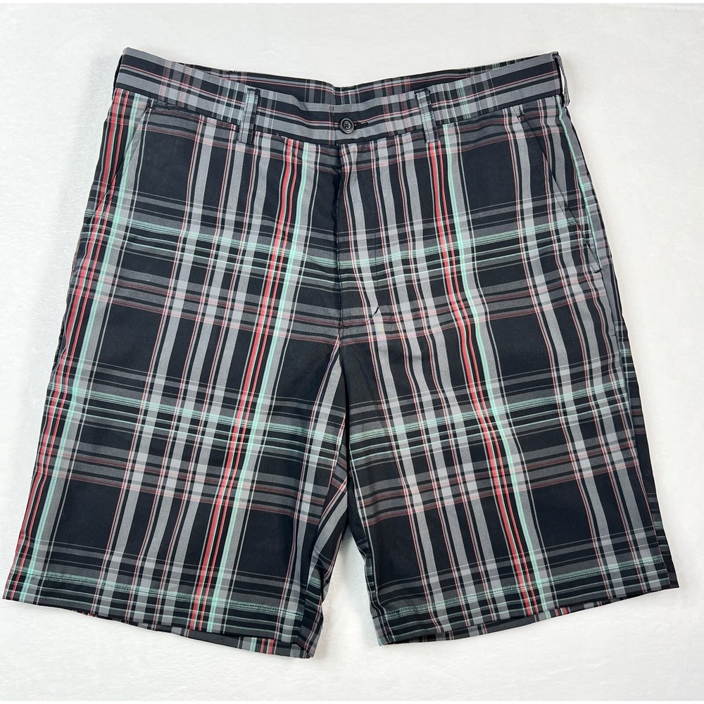 PGA‎ Tour Pro Series Mens Size 34 Black Plaid Chino Golf Shorts
